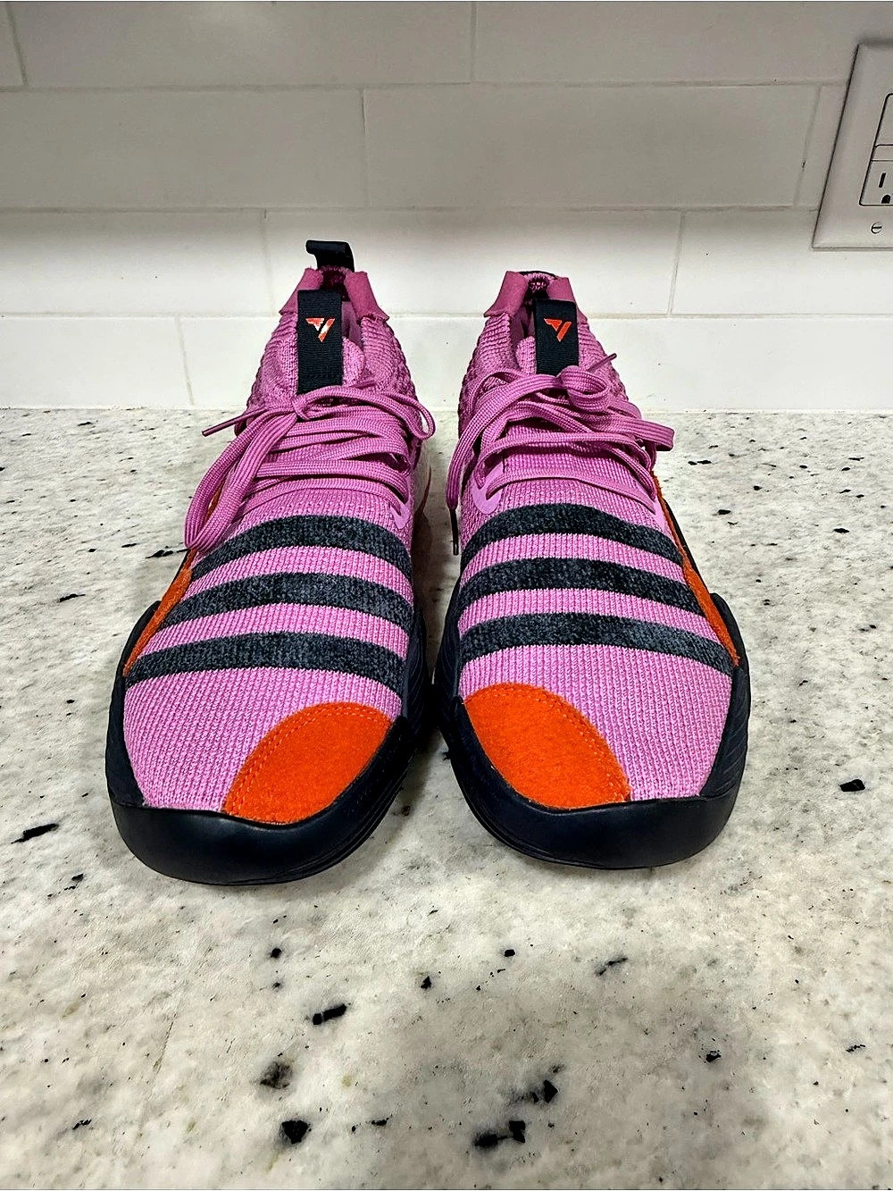 adidas Men's Trae Young. Issue Striped Athletic Shoes in Pink & Black US 13 1/2